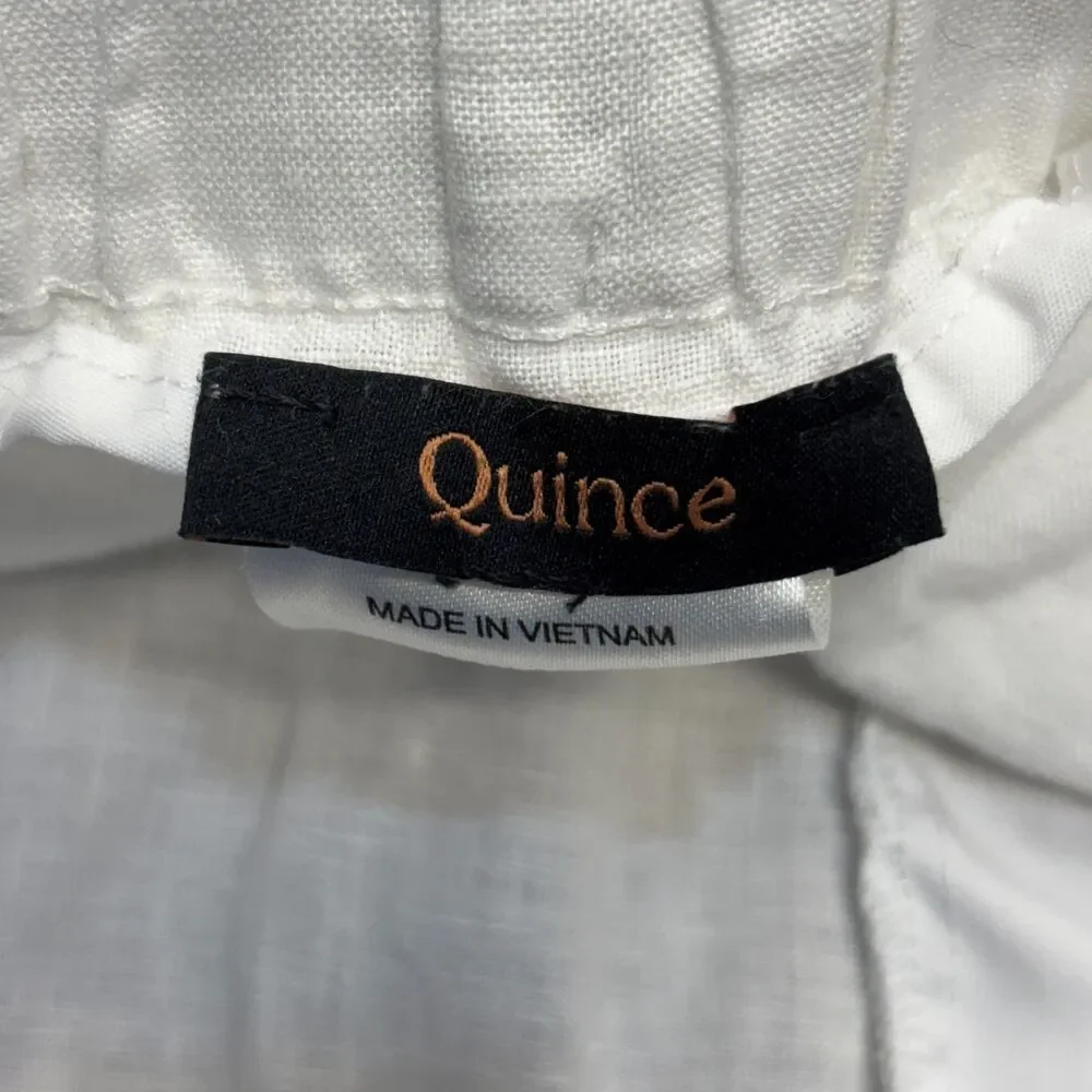 Quince Women 100% European Linen Pants Size Large White SP25 C134 -30